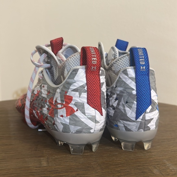 Under Armour  Mens Spotlight Clone MC LE  Red White Blue Football Cleats new - Picture 4 of 10